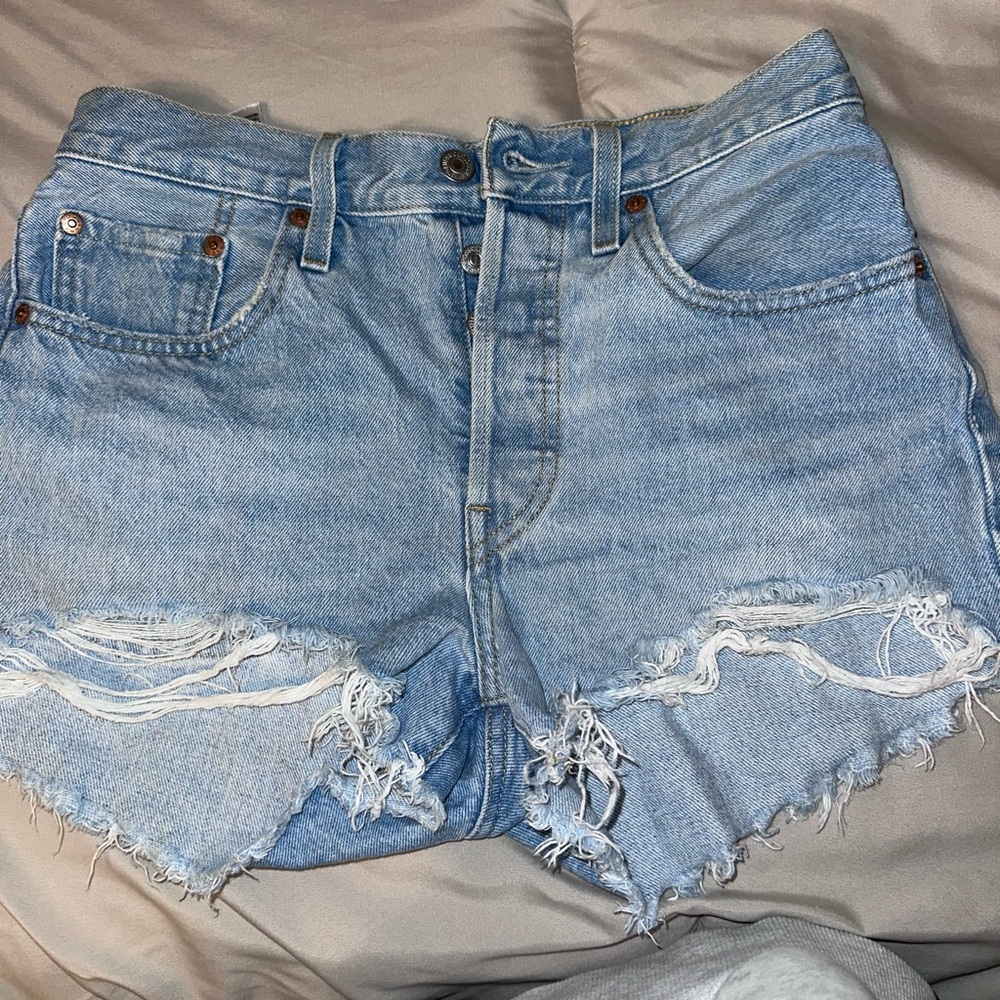 Levi's Light Blue Distressed Jean Shorts
